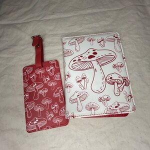 Mushroom Print Passport Holder and Luggage Tag Set
